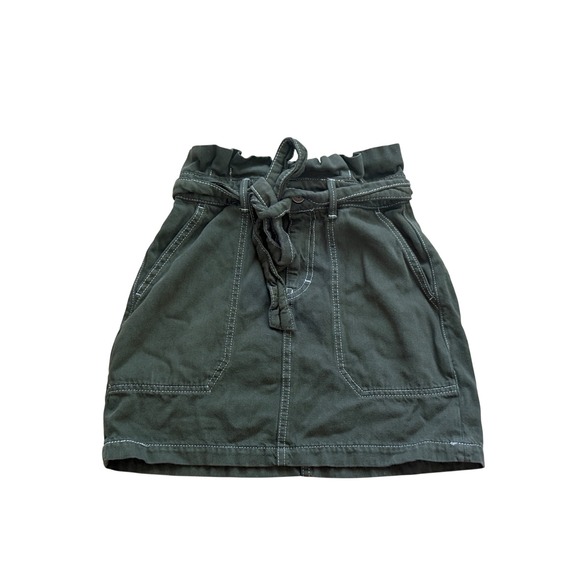 Free People Dresses & Skirts - FREE PEOPLE Womens Skirt Paperbag Waist Contrast Stitch‎ Utility Boho Size 0